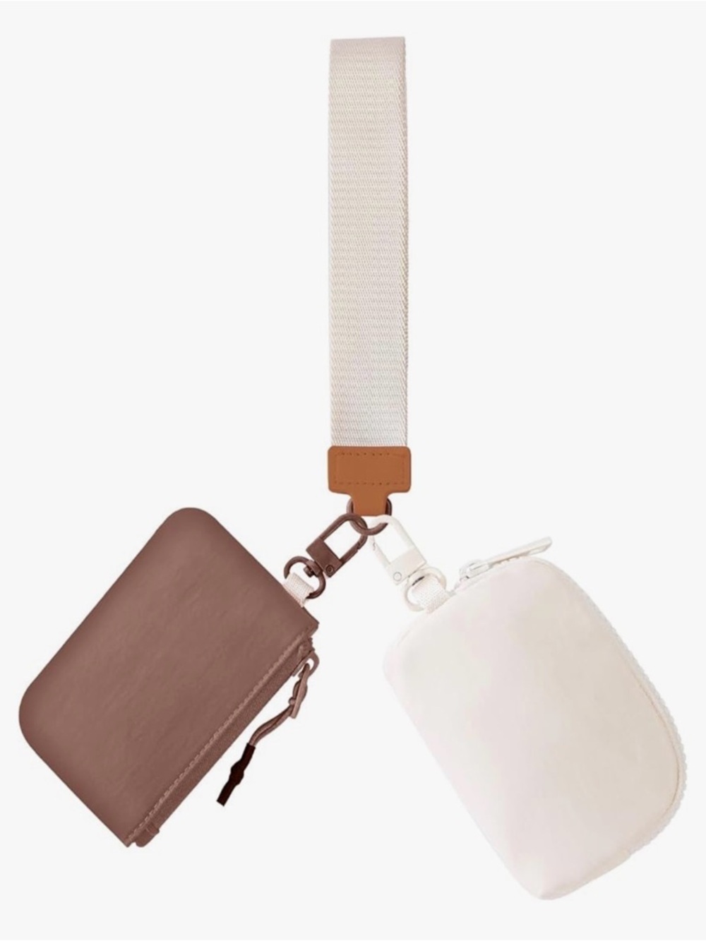 🇺🇸 Sale Double Pouch Wristlet in Cream and Chocolate Brown
